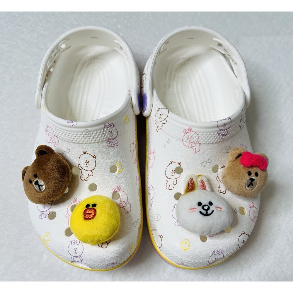 Crocs Kids LINE FRIENDS Classic Plush Clog Slip On Jibbitz Charms Sz 1 Sold Out!